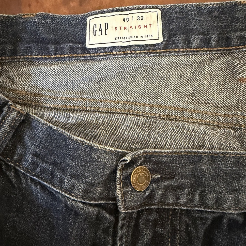 Gap Straight Fit Blue Jeans Men's Dark Wash Fits 38x30 Cotton Denim Pants - Picture 4 of 11